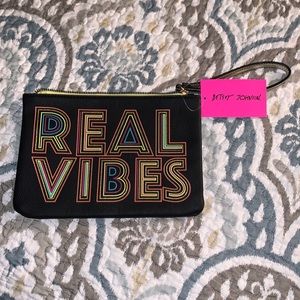 BNWT • Betsey Johnson Wristlet • 'Real Vibes'